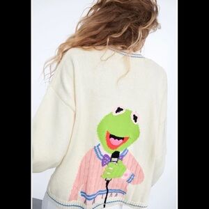Cream Sweater with Kermit Design
